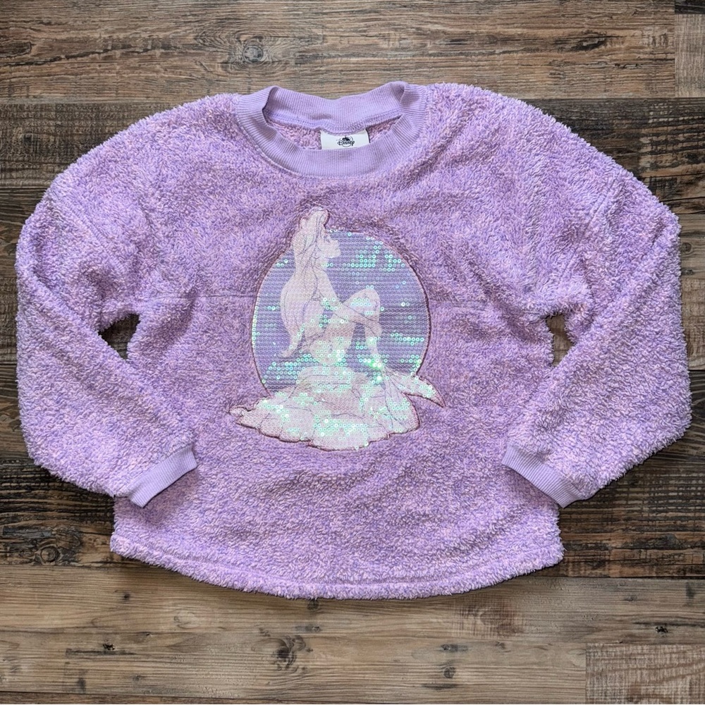 Disney M 7/8 Spirit Jersey Girls The Little Mermaid Sequin Sherpa Sweatshirt